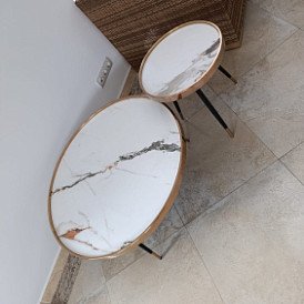 Стол журнальный Carla (46), белая керамика/розовое золото