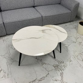 Набор из 2-х столов журнальных Liz, белая керамика