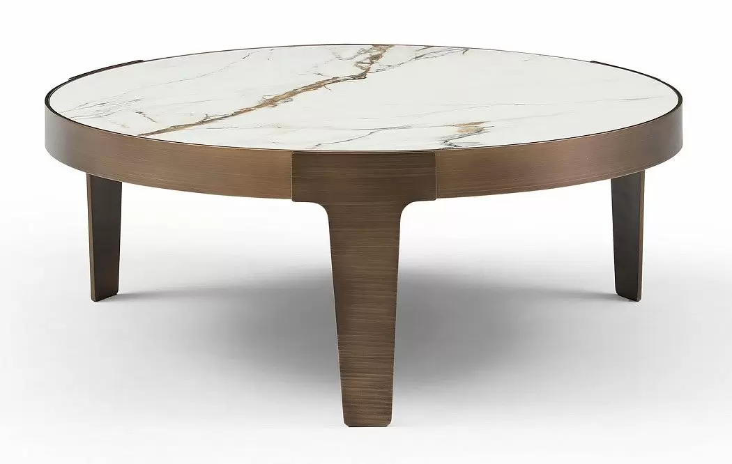 Стол журнальный Corfu (100), белая керамика/бронза - фото 3