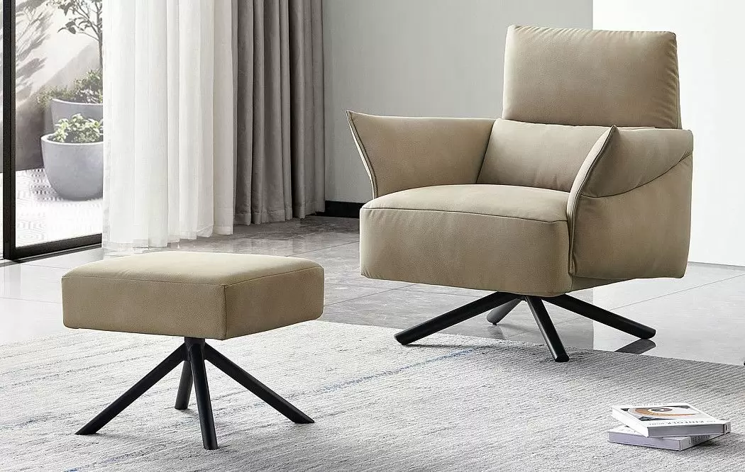 Кресло и оттоманка Wendy, темно-бежевый