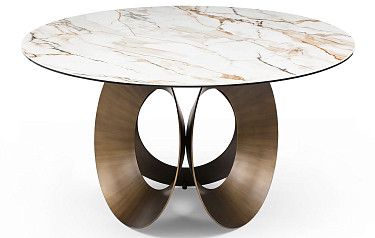 Стол Teodor 135, белая керамика/бронза