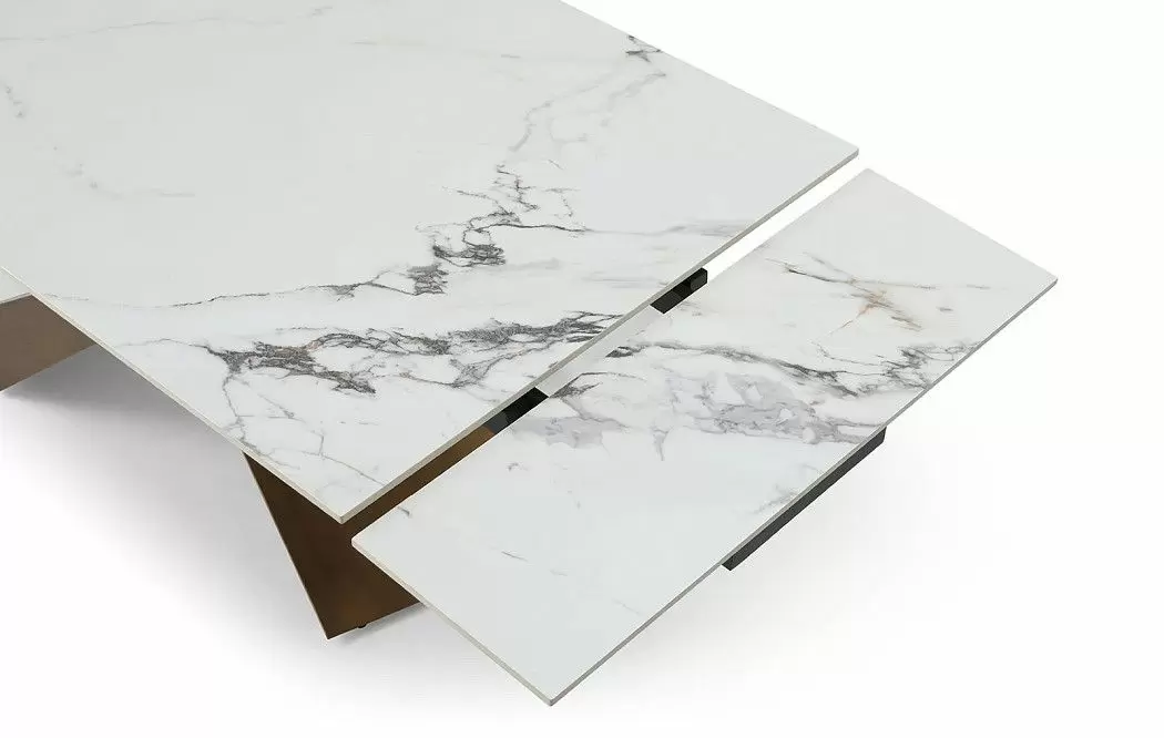 Стол раскладной Savoy Bronze 180-240, белая керамика/бронза - фото 9