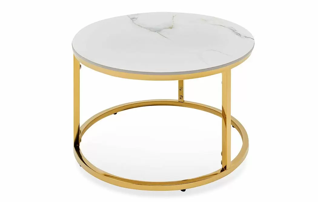 Набор из 2-х столов журнальных Nocturne, белая керамика/золото - фото 9