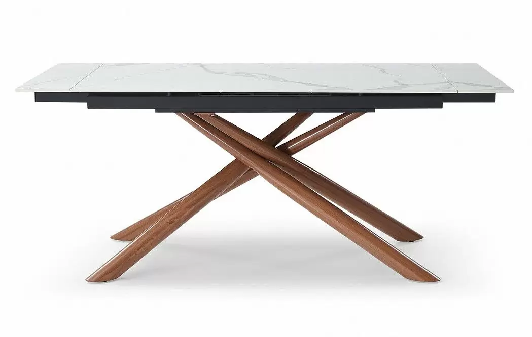 Стол раскладной Ravenna 140-180, белая керамика/орех - фото 7