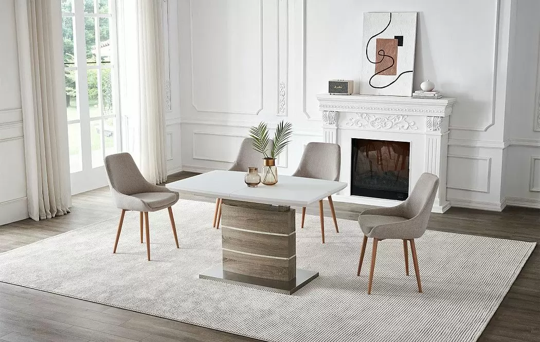 Стол раскладной Arioso Glass (140), белый/дуб - фото 6