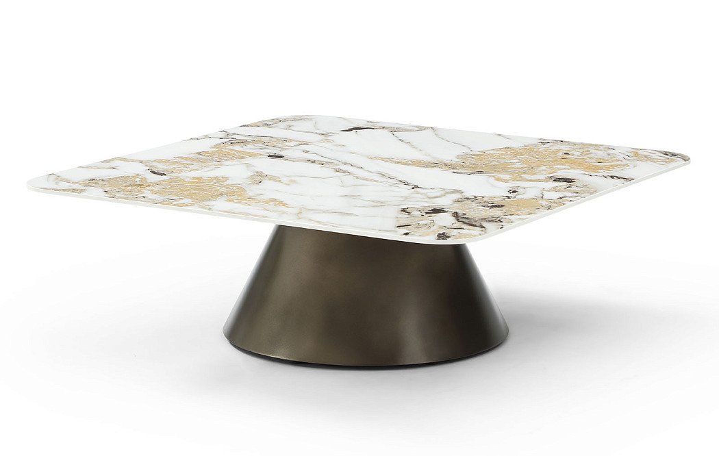 Стол журнальный Jane (90), золотистая керамика/медь