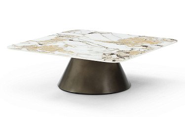 Стол журнальный Jane (90), золотистая керамика/медь