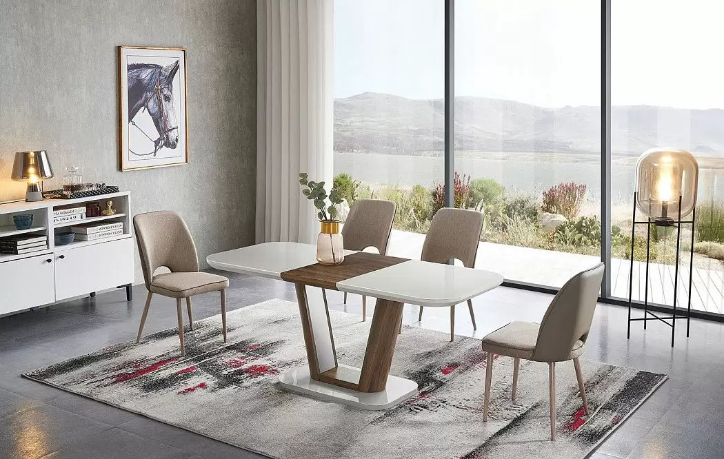 Стол раскладной Ester 120-160, бежевый/коричневый - фото 19