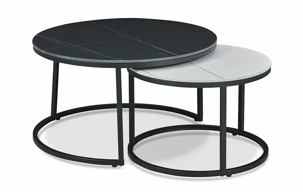 Набор из 2-х столов журнальных Nocturne, черная/белая керамика - фото 5