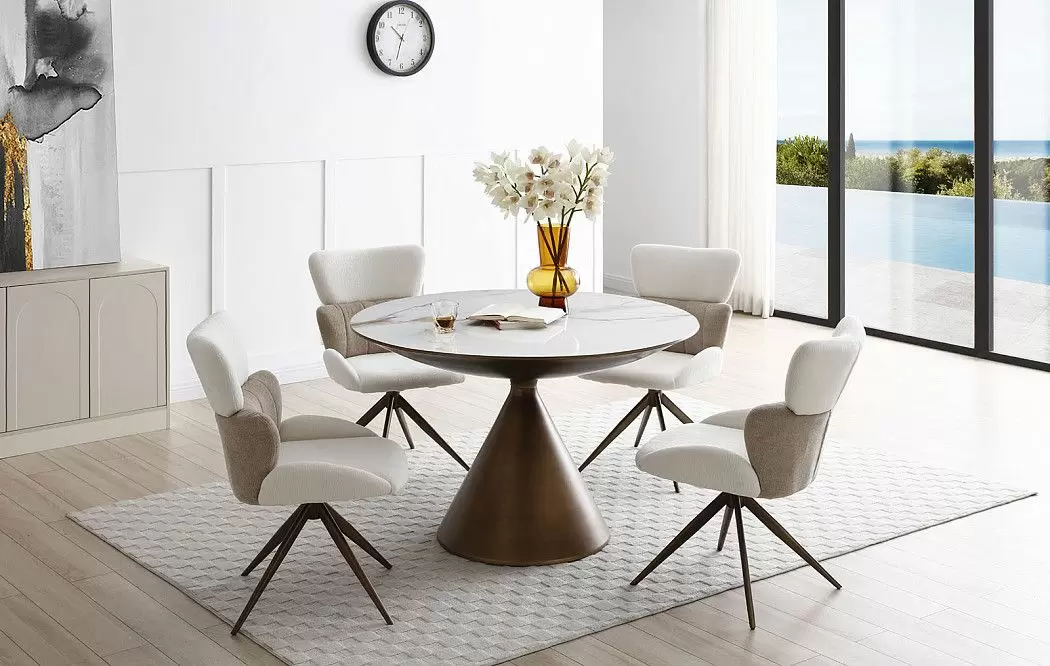 Стол Donna 120, белая керамика/бронза - фото 3