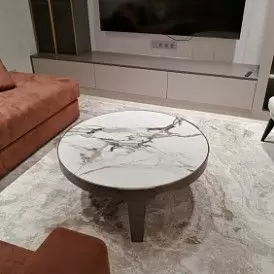 Стол журнальный Corfu (60), белая керамика/бронза