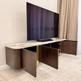 ТВ Тумба Lorraine, керамика/орех/шампань