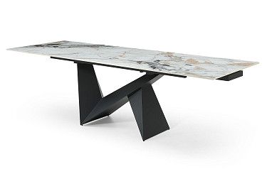 Стол раскладной Portofino Black 180-260, светлая керамика/черный