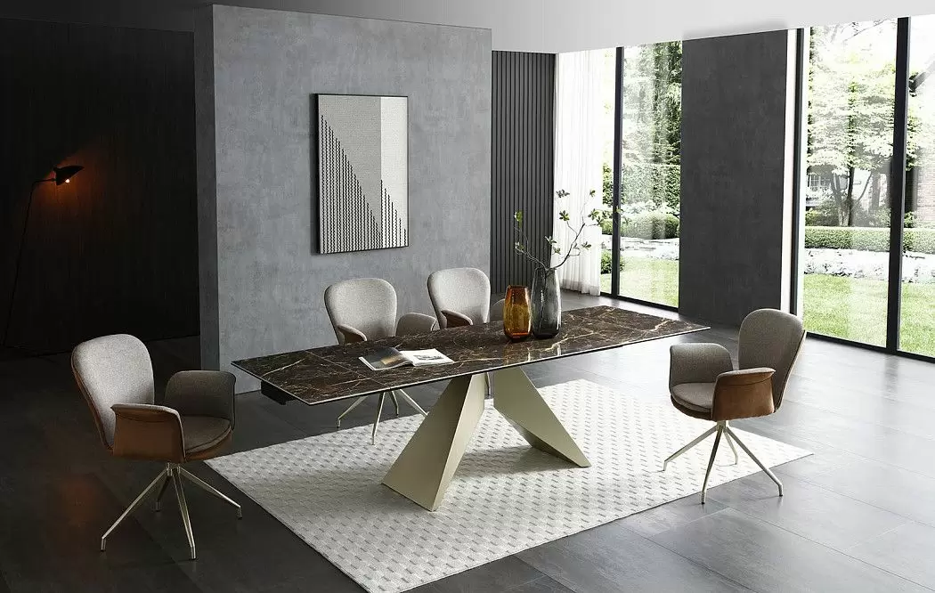 Стол раскладной Luxor 180-260, коричневая керамика/шампань - фото 5