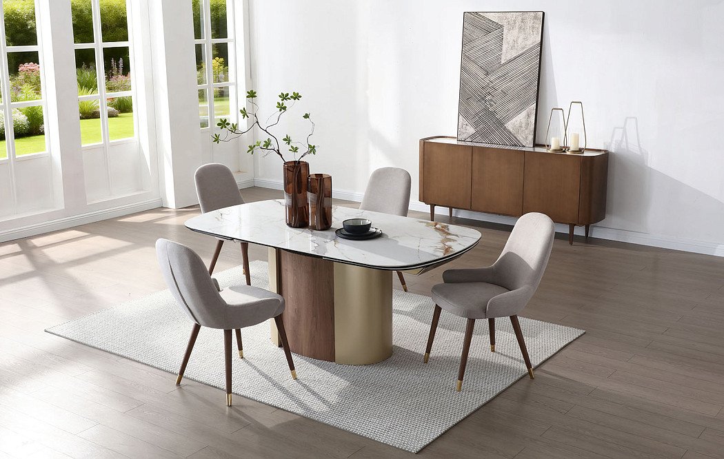 Стол раскладной Milan 180-260, керамика/шампань/орех - фото 5