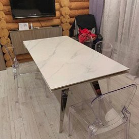 Стол раскладной Ramses 180-250, серый мрамор/черный