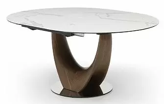 Стол раскладной Daisy 130-170, белая керамика/орех