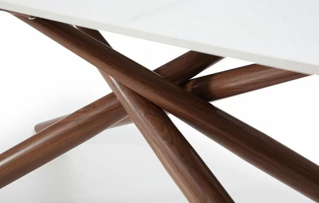 Стол раскладной Ravenna 160-220, белая керамика/орех - фото 13