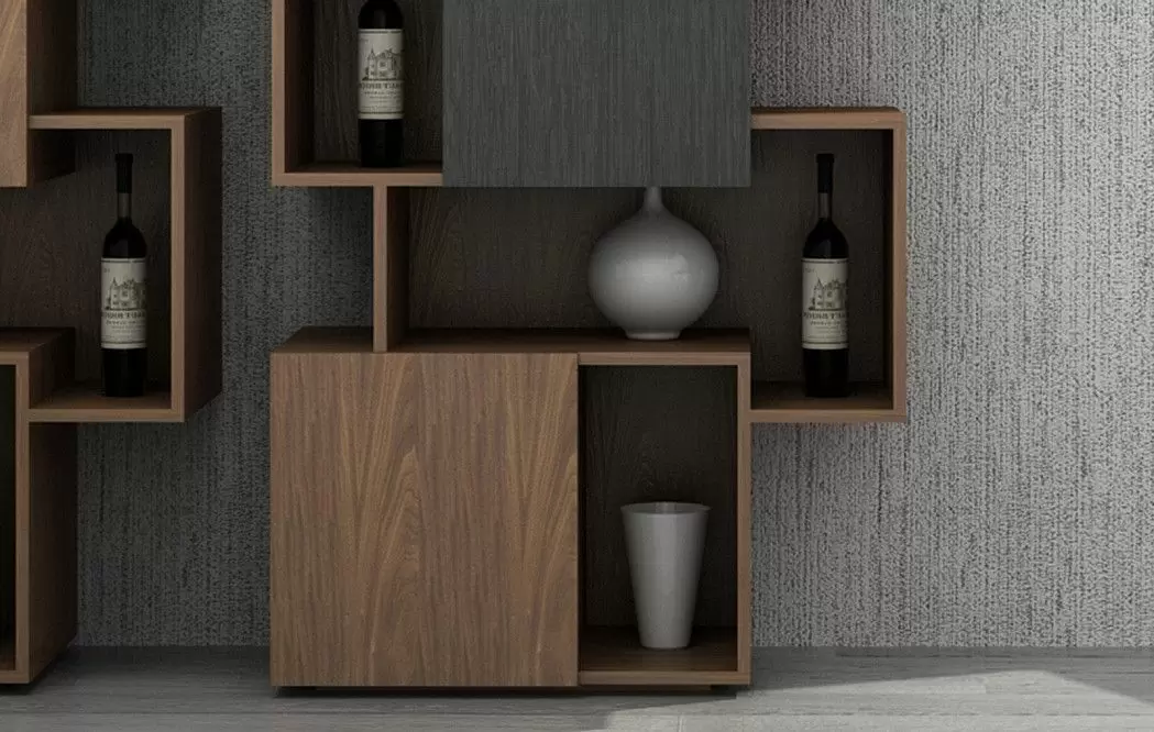 Стеллаж Palo Grey, орех/серые дверцы - фото 6