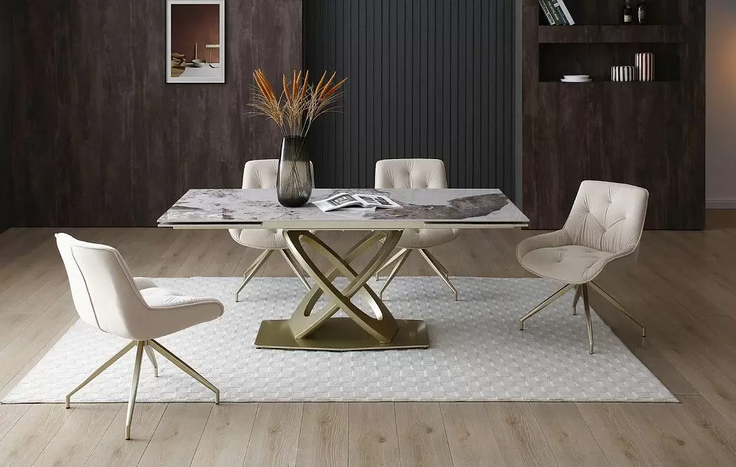 Стол раскладной Luisa 160-240, светлая керамика/шампань - фото 3