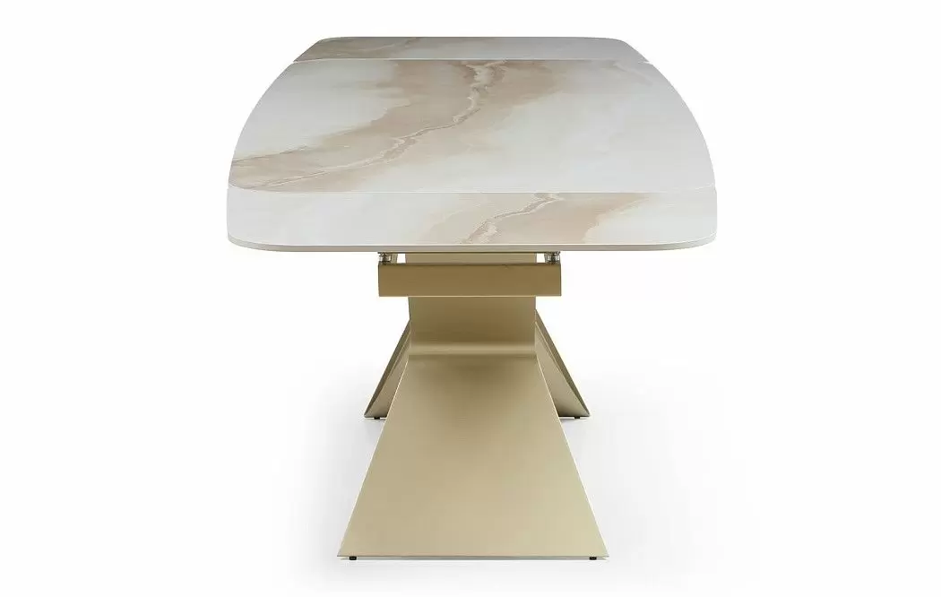 Стол раскладной Richard 180-270, бежевая керамика/шампань - фото 15