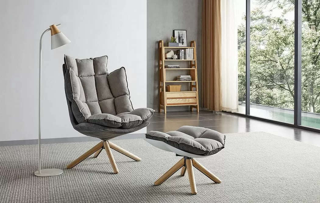 Кресло и оттоманка в стиле Husk, серый - фото 2