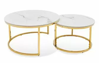 Набор из 2-х столов журнальных Nocturne, белая керамика/золото