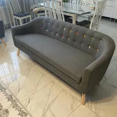 Диван Florence 3-х местный, темно-серый/цветные пуговицы