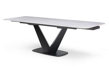 Стол раскладной Virginia 180-260, серая керамика/черный