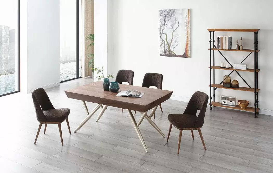 Стол раскладной Eleonora 160-340, орех/золото - фото 3