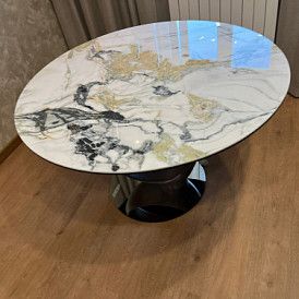 Стол Oasis 130, черная керамика/орех
