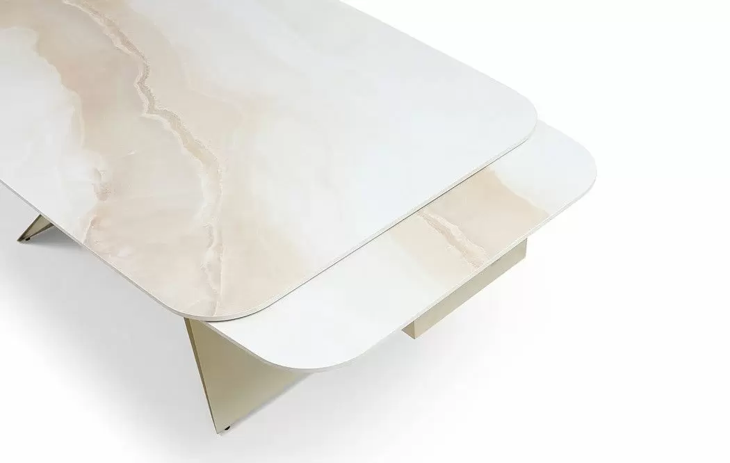 Стол раскладной Richard 160-240, бежевая керамика/шампань - фото 8