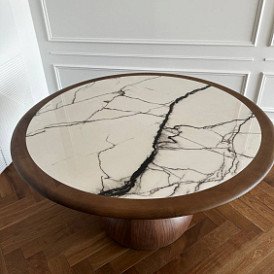 Стол Arden 135, белая керамика/орех