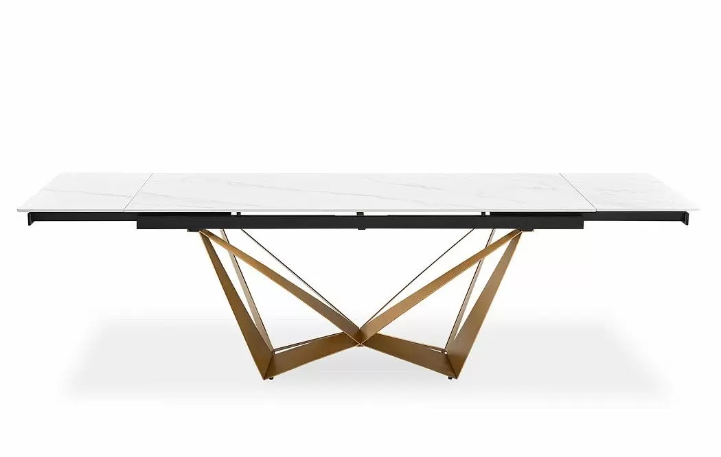 Стол раскладной Magdalena 160-240, белый камень/золото - фото 11