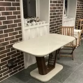 Стол раскладной Ester 160-200, бежевый/коричневый