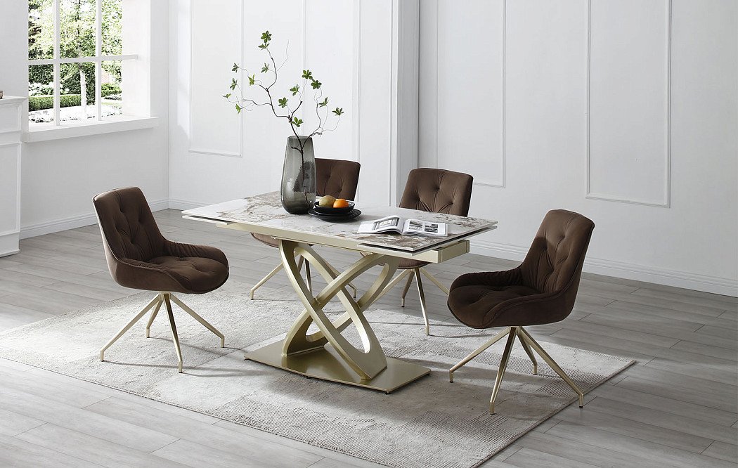 Стол раскладной Luisa 160-240, светлая керамика/шампань - фото 4