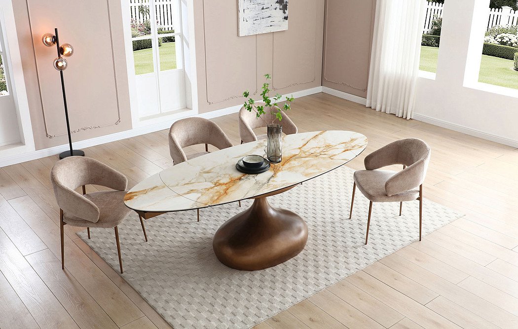 Стол раскладной Ariana 140-190, керамика/бронза - фото 2