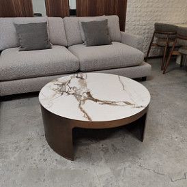 Стол журнальный Como (98), белая керамика/бронза