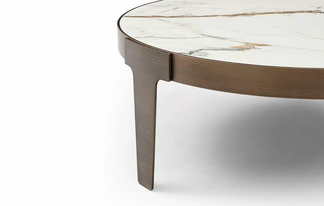 Стол журнальный Corfu (100), белая керамика/бронза - фото 6