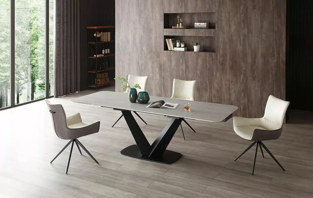 Стол раскладной Virginia 180-260, серая керамика/черный - фото 2