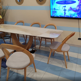 Стол Rimini Ceramic + 4 кремовых стула Simona