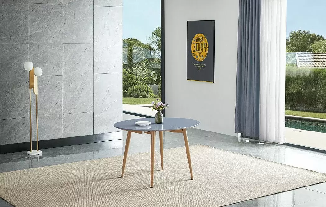 Стол раскладной Margaret 120-200, серый/светлое дерево - фото 4