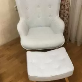 Кресло и оттоманка Hygge, голубой/натуральный