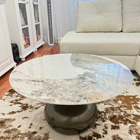 Стол журнальный Aria (80), светлая керамика/бронза