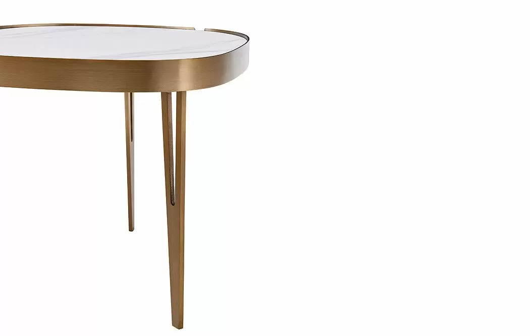 Стол журнальный Zelda (110), белый камень/бронза - фото 6