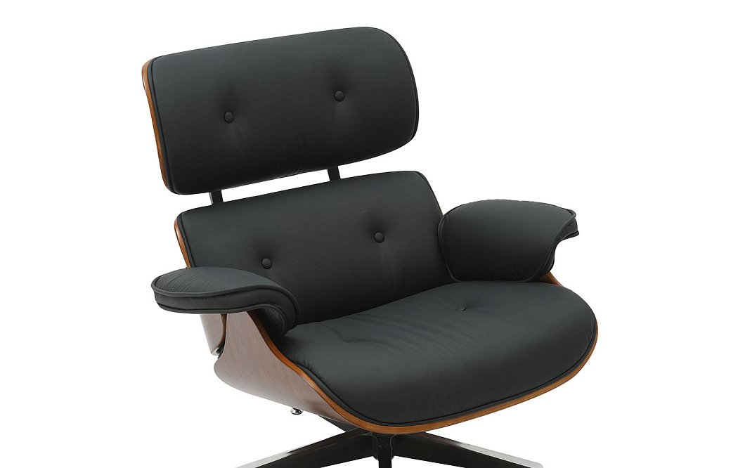 Комплект кресло и оттоманка Eames Lounge, черный/орех - фото 12