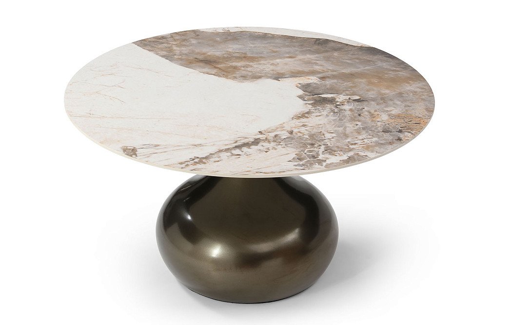 Стол журнальный Aria (80), светлая керамика/бронза - фото 3