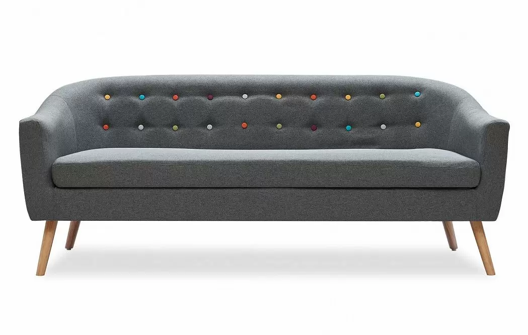 Диван Florence 3-х местный, темно-серый/цветные пуговицы