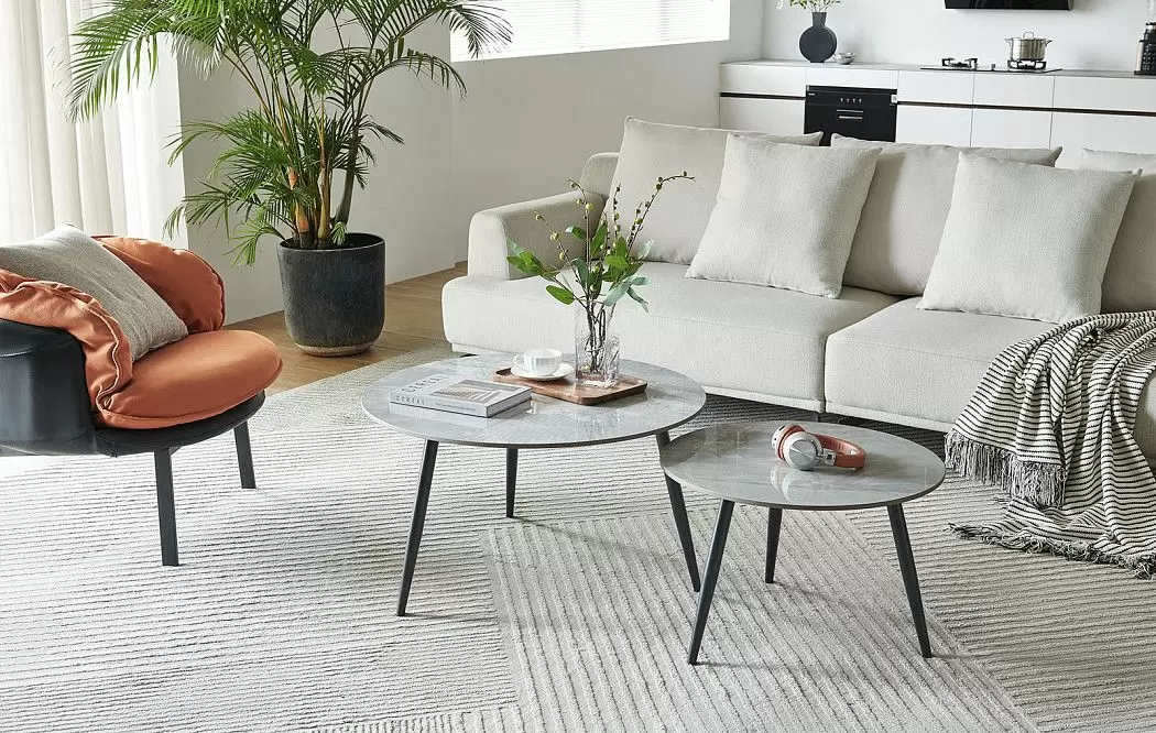 Набор из 2-х столов журнальных Liz, серая керамика - фото 2