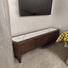 Буфет Carolina, белая керамика/орех